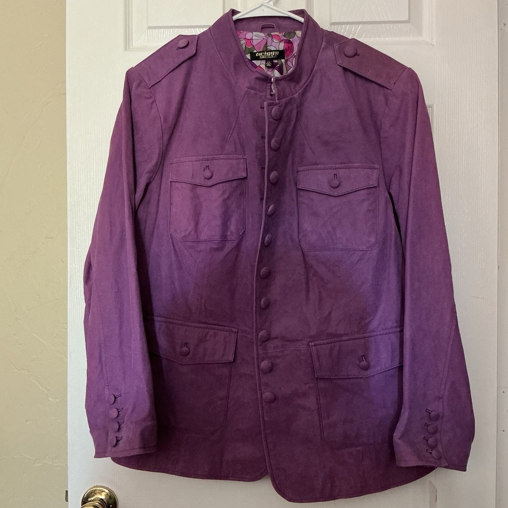 VTG Twiggy London Plum Purple Leather Jacket 2XL NEW No Tags Extra Buttons Lined